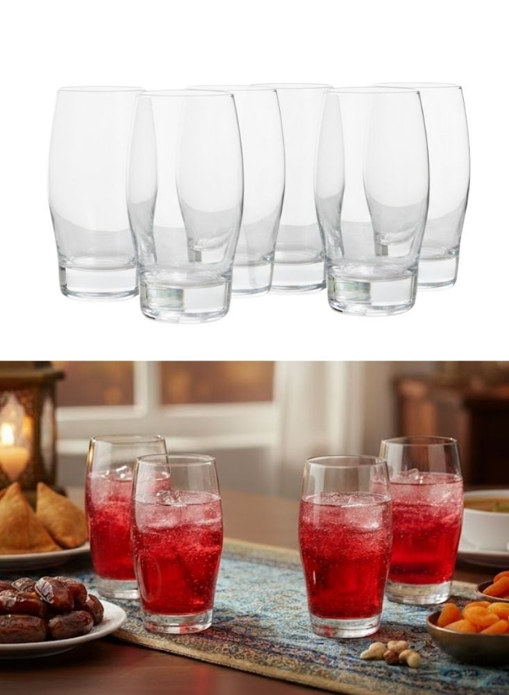 بريميم طقم أكواب عصير زجاجية شفافة منحنية مكوّن من ست قطع للاستخدام اليومي - Image 1